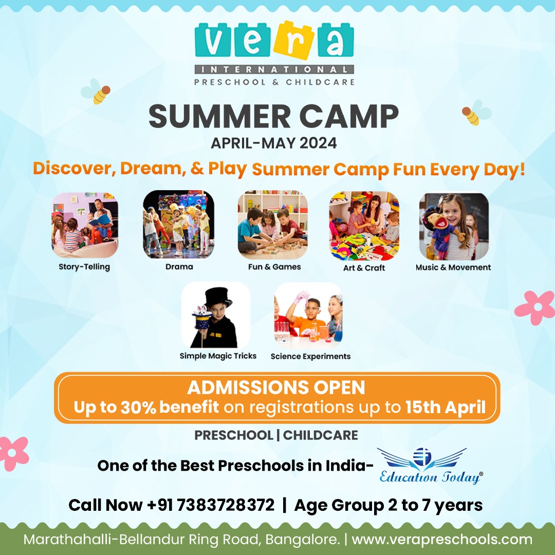 Vera Preschool's Summer Camp 2024 near Marathahalli: Admission Open for April-May Month with a world of discovery and creativity awaits!